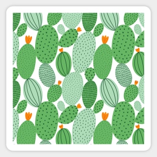 Cute doodle green cactus garden pattern Sticker